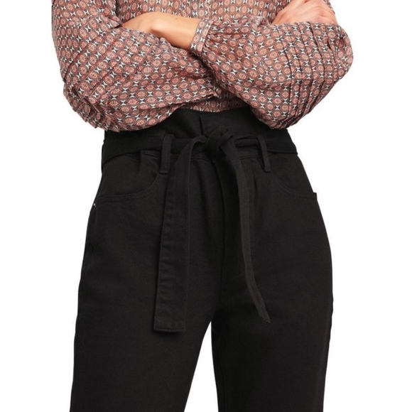 Frame High Rise Ankle Straight Paperbag jeans Film Noir - Picture 2 of 13